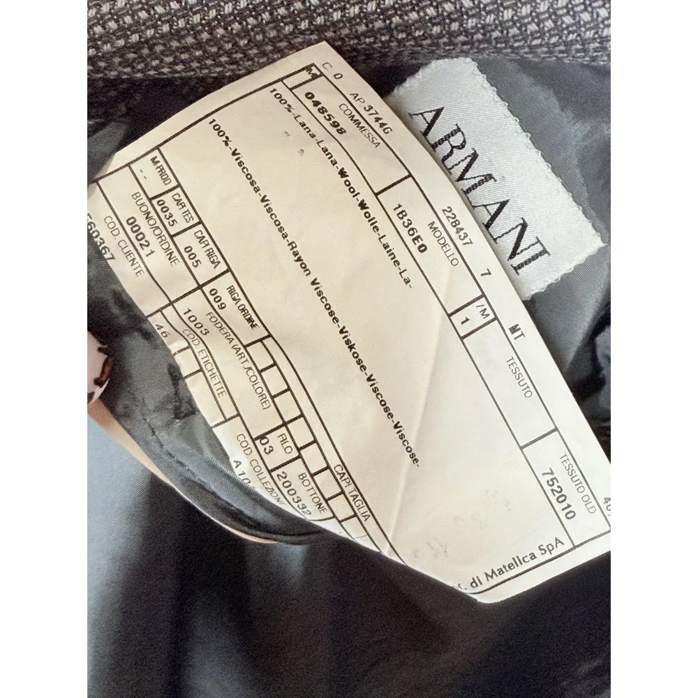 Armani Collections 46R Gray Micro Check Mens Wool Sport Coat 2-Button  Italy